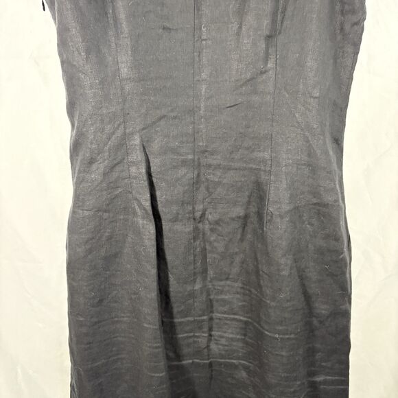 Carole Little Black Linen Dress Size 8 Boho Embroidered Sleeveless Midi Vintage - Picture 9 of 16